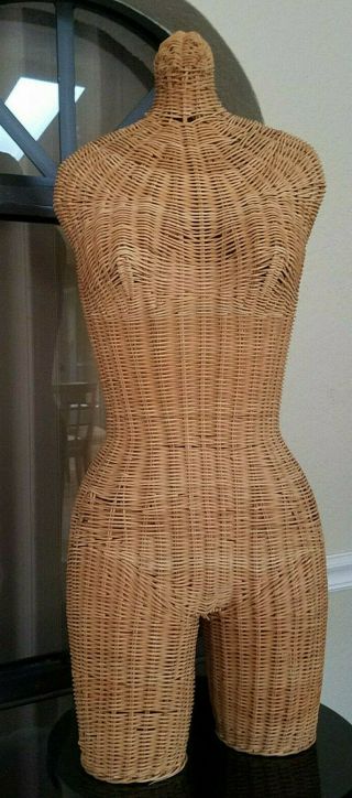 Life Size Vintage Wicker Mannequin Torso Body Rattan Manikin Dress Form Display
