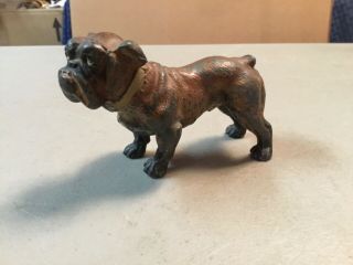 Antique Miniature Cold Painted Metal English Bulldog Figurine Germany - Vg Cond