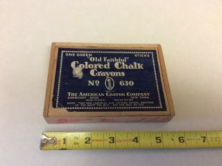 Vintage Old Faithful Colored Chalk Crayons No.  630 - Dove Tailed Wooden Box
