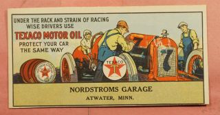 Vintage Texaco Motor Oil Nordstroms Garage Atwater Mn Advertising Ink Blotter