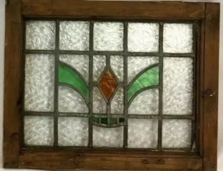 Antique Vintage Arts & Crafts Stained Glass Chicago Bungalow Window c1920 2