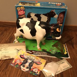 Vtg 70s Kenner Milky The Marvelous Milking Cow Toy Complete Insert Box Pail 1977