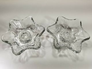Vintage Clear Glass Star - Shaped Taper Candle Holders