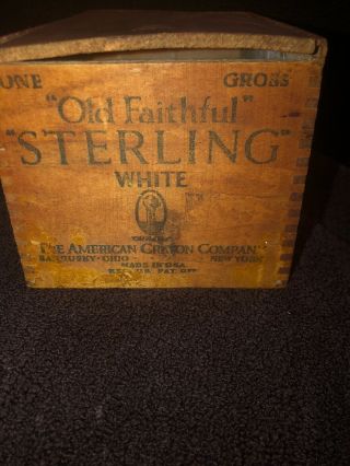 Vintage Crayon Box " Old Sterling White”1930’s Wooden Advertising With Lid