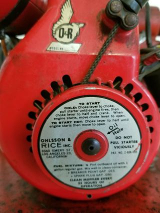 Vintage Small Portable Ohlsson & Rice 1hp Hobby Gas Engine w/ Kenco Water Pump 2