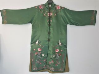 Old Vintage Chinese Silk Kimono Hand Embroidered Size L