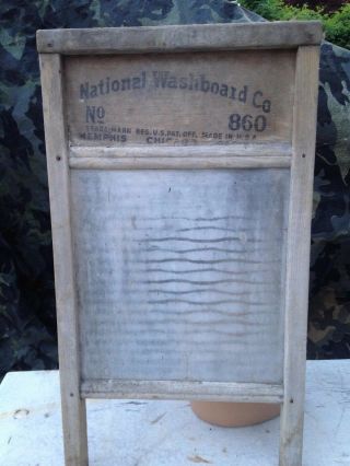 National Washboard Co No.  860 Antique Primitive Wood With Glass Face 13 " X 24 "
