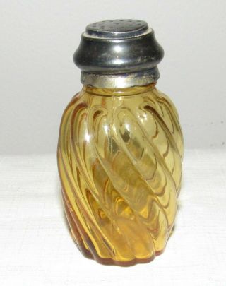 Antique Amber Swirl Pattern Salt Shaker