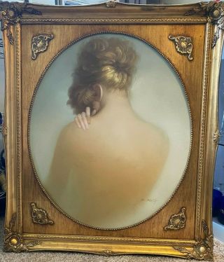 Fine Vintage Signed Oil Painting Of Classic Sexy Woman