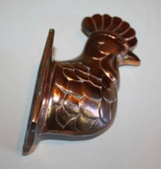 Vtg Solid Heavy Copper Rooster Wall Hanging,  Dish Towel Holder Country Kitchen
