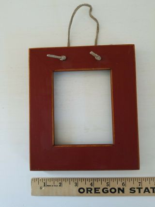Hand Painted Wooden Frame For Cross Stitch 4 " X 5 " Design Area Leather Cord Red