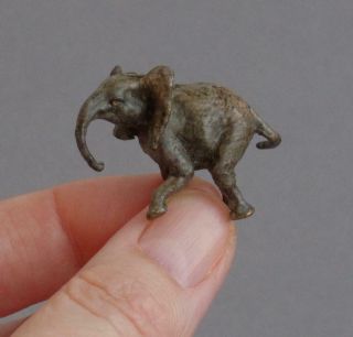 Tiny Vintage Cold Painted Bronze Metal Elephant Miniature Wild Animal