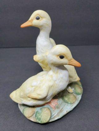 Vintage 1982 Homco Masterpiece Porcelain Two Ducklings Figurine Ducks