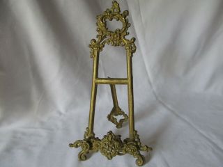 Antique Vintage Ornate Rococo Style Brass Picture Plate Art Photo Easel Stand