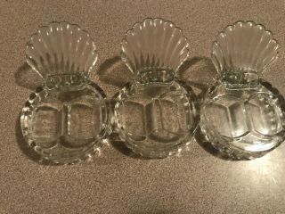 Antique Glass Butter Pat Dishes Shell Design No Markings Set Of 3 Rare
