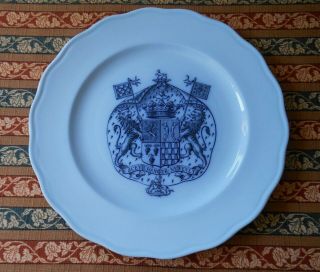 Antique Crested 1868 Brown Westhead Moore Bwm Plate - 9 In - Pale Blue - England