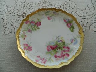 Coronet Limoges Hand Painted 9 " Plate With Gold Trim  8 - 3