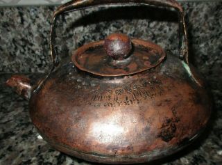 Antique Handmade Hammered Copper Tea Pot 8” X 4”