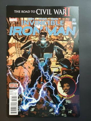Invincible Iron Man 9,  Second Printing,  Marvel Comics 8/2016,  1st Full Riri