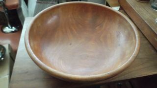 Vintage Handmade 11 1/2 " Woodpecker Wooden Dough Bowl