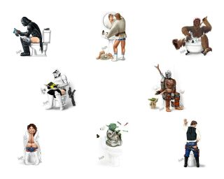 Star Wars Bathroom Prints 8.  5 " X 11 " Princess Leia Storm Trooper Yoda Mandalorian