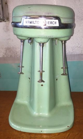 Vintage Jadeite Porcelain Hamilton Beach 40dm 3 Head Milk Shake Mixer
