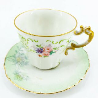 Antique Limoges France C.  Ahrenfeldt Demitasse Cup Tea Saucer Set Porcelain