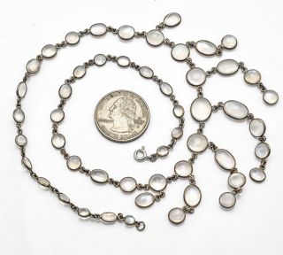 Vintage Sterling Silver Moonstone Beaded Strand Necklace 18.  3 Grams 17 Inches 3