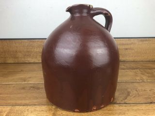 Vintage Brown Glazed Stoneware 10” Tall Crock Moonshine Whiskey Jug