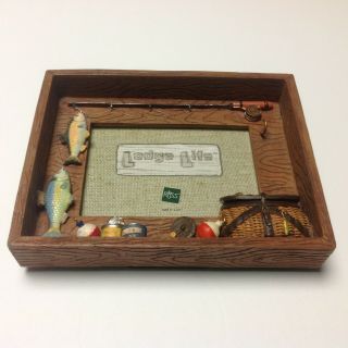 Russ Berrie & Co.  Fishing Picture Frame Hand Painted Resin