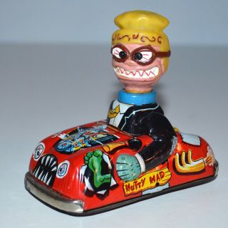 Vintage 1960s Marx Nutty Mads Weird - Oh Monster Tin Friction Car