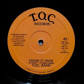 T.  O.  C.  Band " Hand It Over " Rare Private Boogie Funk Reissue 12 "