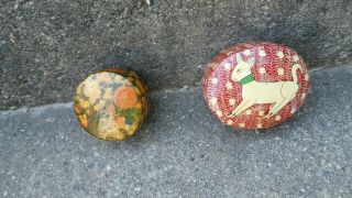 Paper Mache Trinket Boxes - - Set Of 2 - - Hand Made In India