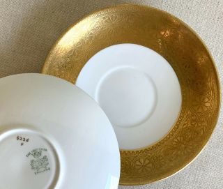 The Foley China England 2 Saucers,  Gold Brocade Band,  Numbered,  Set Of Two