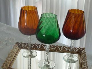 MAGNIFICENT RETRO GROUP HAND CRAFTED VENETIAN / MURANO OPTIC ART VASES ITALY C 2