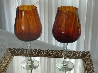 MAGNIFICENT RETRO GROUP HAND CRAFTED VENETIAN / MURANO OPTIC ART VASES ITALY C 3