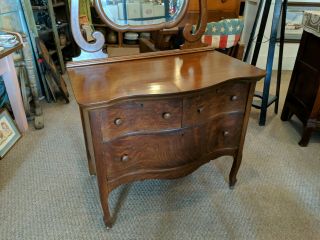 Vintage Antique Zeeland Mfg.  Low Boy Oak 3 Drawer Dresser with Beveled Mirror 2