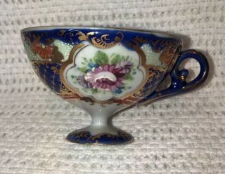 Antique Victorian Floral Tea Cup Gold Gilded Hand Painted Porcelain Teacup