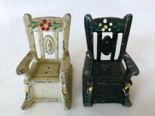 Vintage Miniature Cast Iron Rocking Chairs Cast Iron Salt And Pepper Shakers