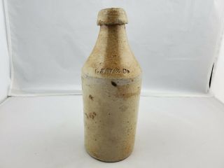 Antique Ljw & Co.  Salt Glazed Stoneware Pottery Beer Bottle Jug 9.  5 " Tall