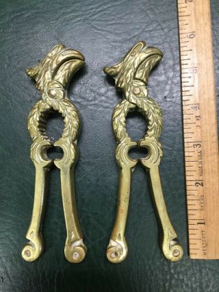 Two Antique Brass Ornate Nutcrackers Eagle Head Kitchen Tools