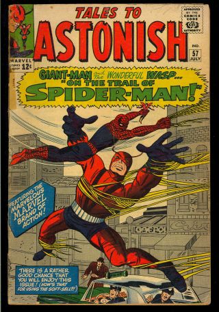Tales To Astonish 57 Early Spider - Man Ant - Man Marvel Comic 1964 Vg -