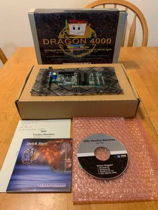 Gainward Dragon 4000 3dfx Voodoo Banshee 16mb Agp & Box/accessories Rare Vintage