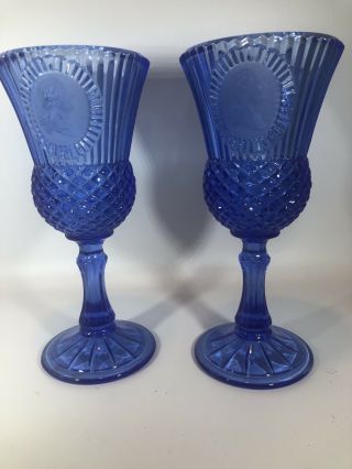 Avon Fostoria Glass George Washington Cobalt Blue 8 " Goblet Stem