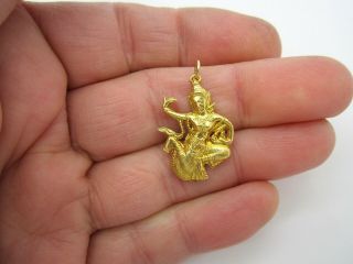 Vintage Rare 14k Solid Yellow Gold 3d Siam Mekkalah Goddess Pendant Or Charm