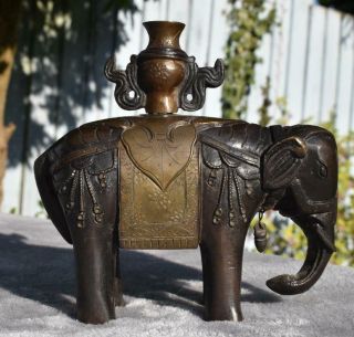 Rare Antique / Vintage Tibetan Bronze Elephant Incense Burner - Tibetan Buddhist