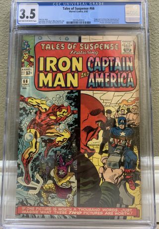 Huge Cgc 3.  5 - Tales Of Suspense 66 Stan Lee 1965 Iron Man Captain America