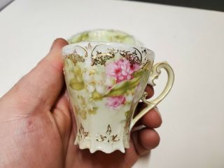 Rare P.  T Germany PT Delicate fancy pink/white rise Tea cup and saucer 2
