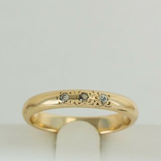 Antique Vintage 14k Yellow Gold Diamond Mens Wedding Band Ring Size 9