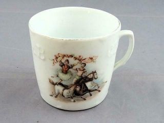 Antique German Porcelain Childs Abc Cup Of Mug With Horse And Riders
